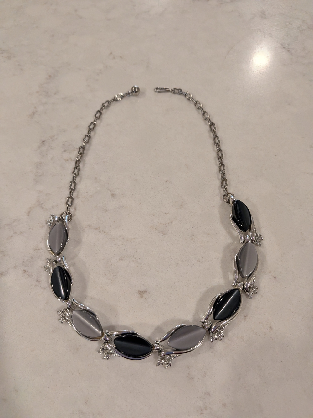 Women's Two-Tone Black & Gray Link Necklace